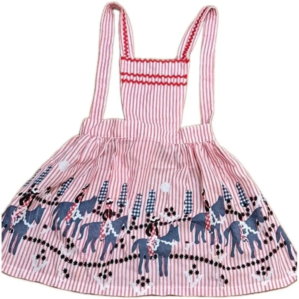 Vintage 1950's Embroidered Red, White, & Blue Apron